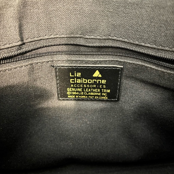 LIZ CLAIBORNE Black Gray Leather Crossbody Bag Vintage - Picture 5 of 8